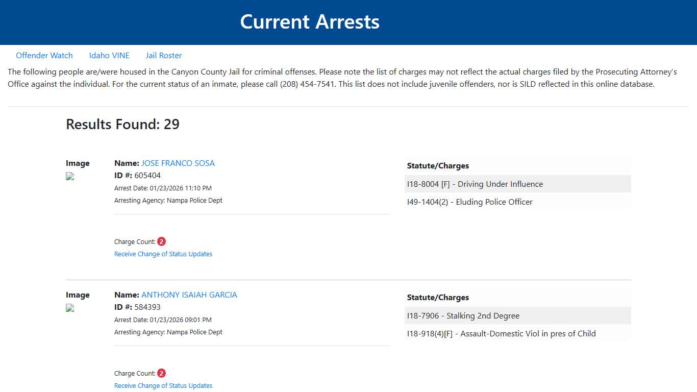 Current Arrests