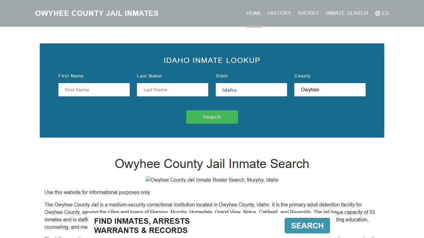 Owyhee County Jail Inmate Roster Lookup, Murphy, ID